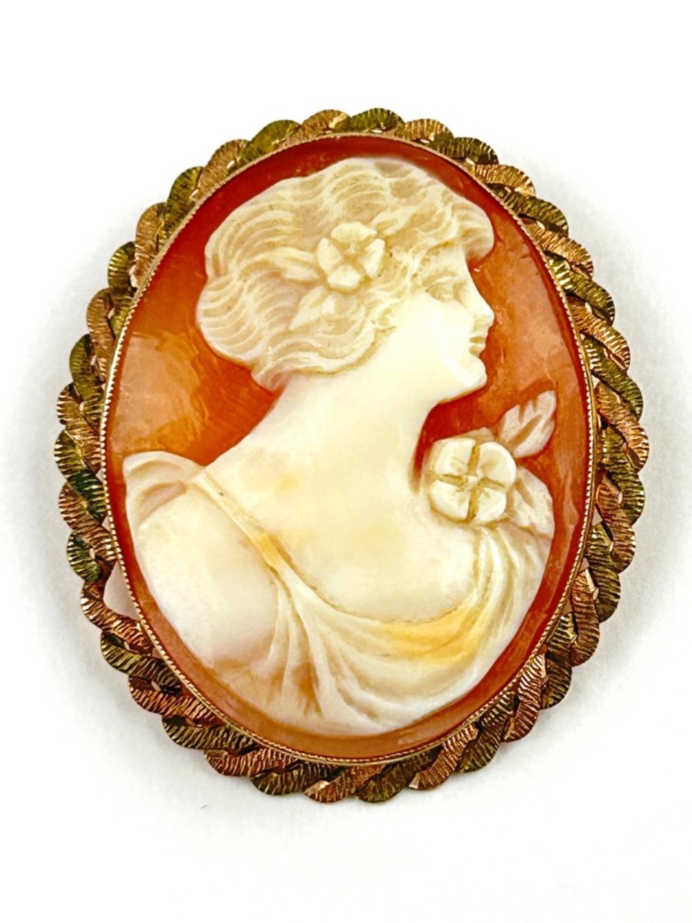 Antique Cameo Carved Shell 10K Gold Filled Brooch Pendant Signed EMESCO - Picture 2 of 7